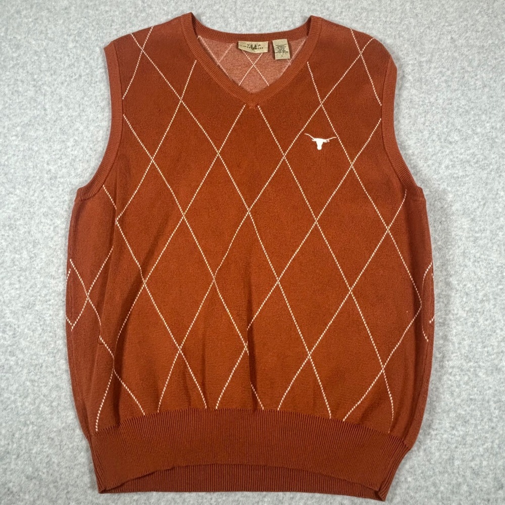 Vintage Vesi Sportswear Sweater Vest Mens Large Burnt Orange Texas Longhorns